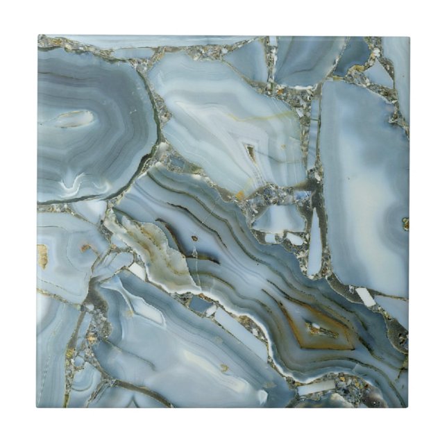 Blue Agate Elegance – Luxe Natural Stone Tile Fliese (Vorderseite)