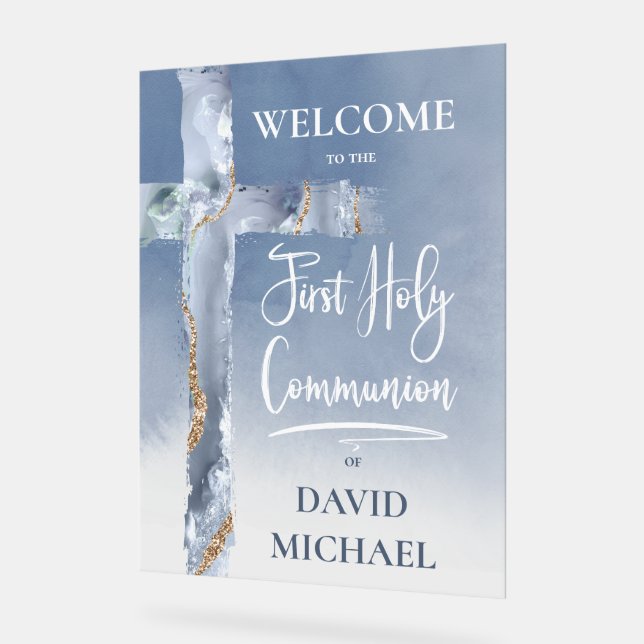 blue agate | First Communion welcome sign Acrylschild (Winkel)