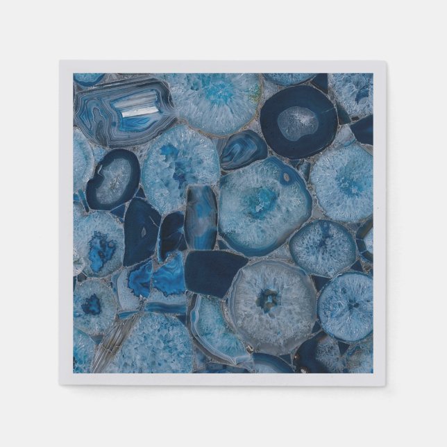 Blue Agate Gemstone Cocktail Napkins Serviette (Vorderseite)
