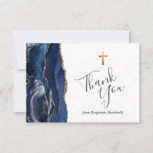Blue Agate Gold Erstkommunion Vielen Dank Dankeskarte