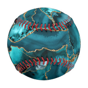 Blue Agate Gold Glitzer Abstrakt Baseball
