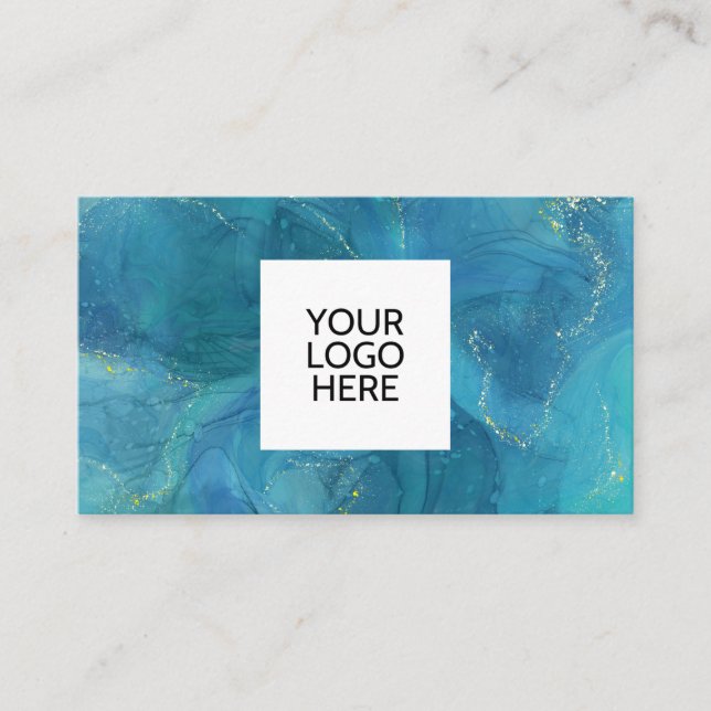 Blue Agate Logo QR Code Business Card Visitenkarte (Vorderseite)