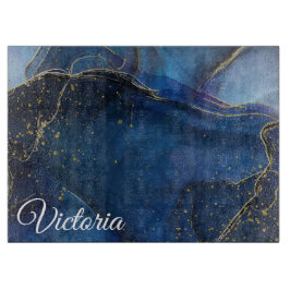 Blue Agate mit Gold Vein und Name Schneidebrett