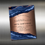 Blue agate Rose Gold Geburtstagseinladungsmagnet Magnetkarte<br><div class="desc">Eine moderne,  stilvolle und glamouröse Einladung für eine 30. Geburtstagsfeier (oder jedes Alter). Blau und Rose goldfarben,  Marmorboden. Der Name ist mit einem modernen handgeschriebenen Stilskript geschrieben. Personalisieren Sie Ihre Party-Daten und fügen Sie sie hinzu.</div>
