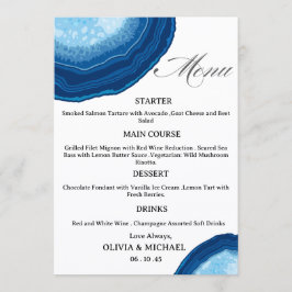 Blue Agate Sliced Wedding Menu Menükarte