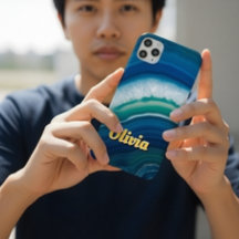 Blue Agate & Teal Geode Luxury Personalized