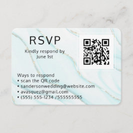 Blue Agate Wedding RSVP Online QR Code Foto Begleitkarte