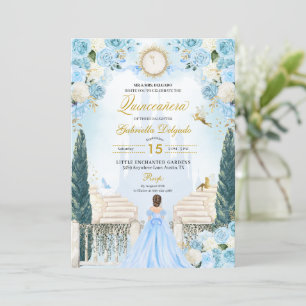 Blue Ainderella Princess Fairy Quinceanera Einladung