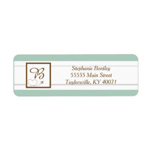 Blue Airplane Heart Wedding Return Address Label