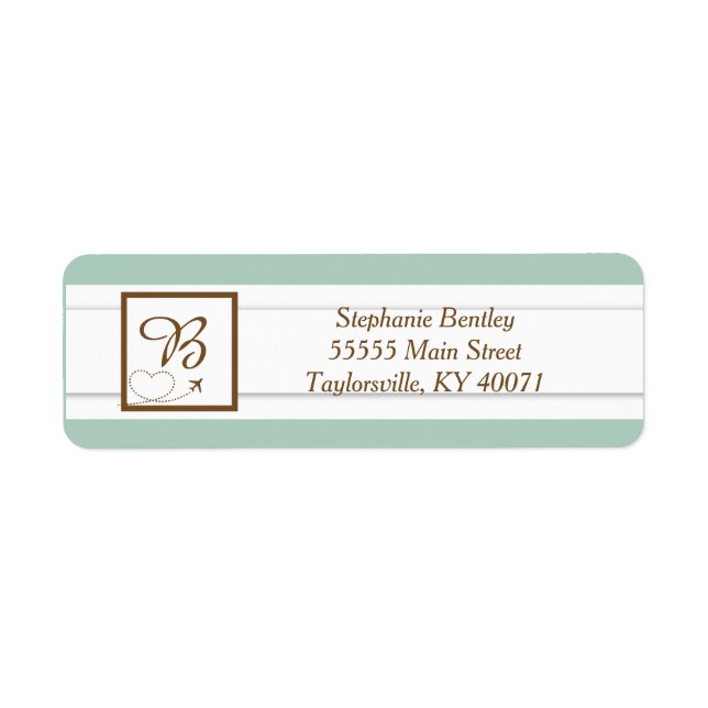 Blue Airplane Heart Wedding Return Address Label (Vorne)