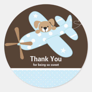 Blue Airplane Vielen Dank Baby Shooting Sticker