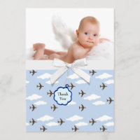 Blue Airplanes Baby Boy Foto Vielen Dank Karten