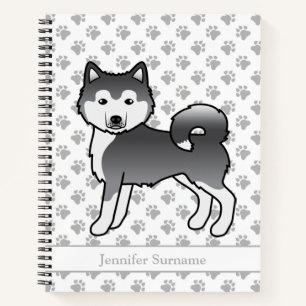 Blue Alaskan Malamute Dog & Custom Text Notizbuch