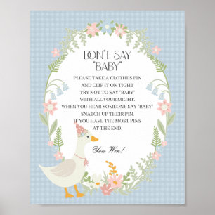Blue Albern Gänse Floral Gingham Dont Say Baby Gam Poster
