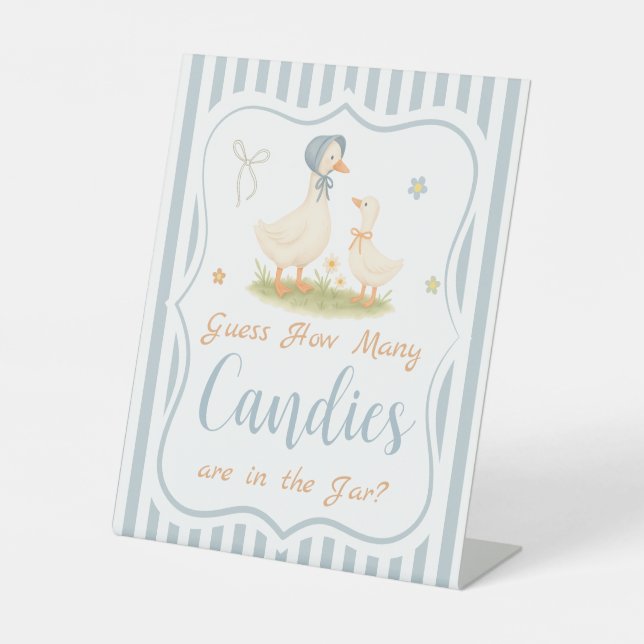 Blue Albern Gänse Kinderdusche schätzt wie viele Sockelschild (Vorderseite)