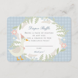 Blue Albern Gingham Floral Diaper Raffekarte Begleitkarte