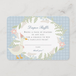 Blue Albern Gingham Floral Diaper Raffekarte Begleitkarte