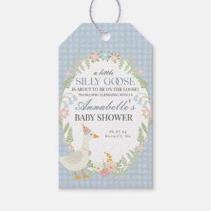Blue Albern Gose Floral Gingham Baby Dusche Gefall Geschenkanhänger