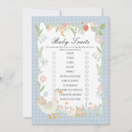 Blue Albern Gose Floral Gingham Baby Tracks Game Einladung