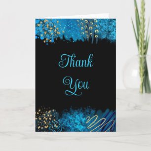 Blue Alcohol Ink 16 . Geburtstag Dankeskarte