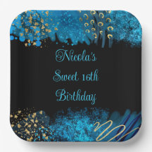 Blue Alcohol Ink Sweet 16 Geburtstagsparty