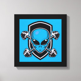 Blue Alien Gym Stretched Canvas Print Leinwanddruck