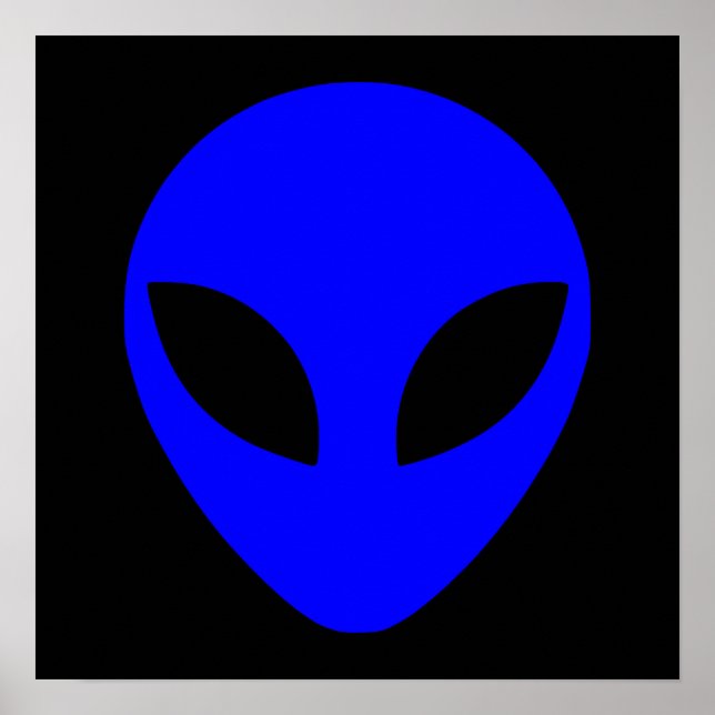 Blue Alien Head Poster (Vorne)