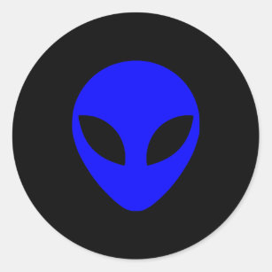 Blue Alien Head Runder Aufkleber