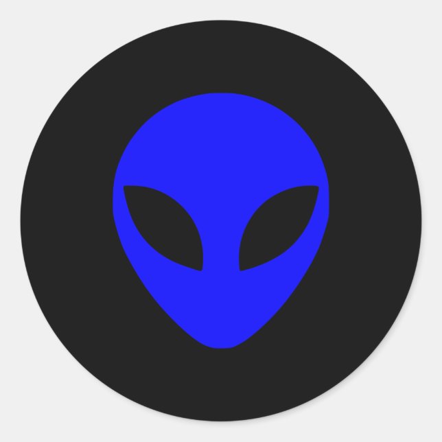 Blue Alien Head Runder Aufkleber (Vorderseite)