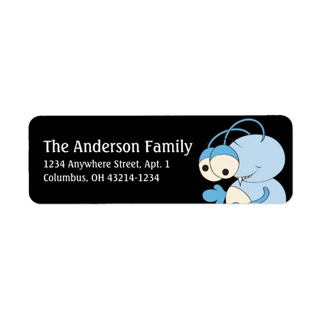 Blue Alien Outer Space Fun Address Labels d1 (Vorne)