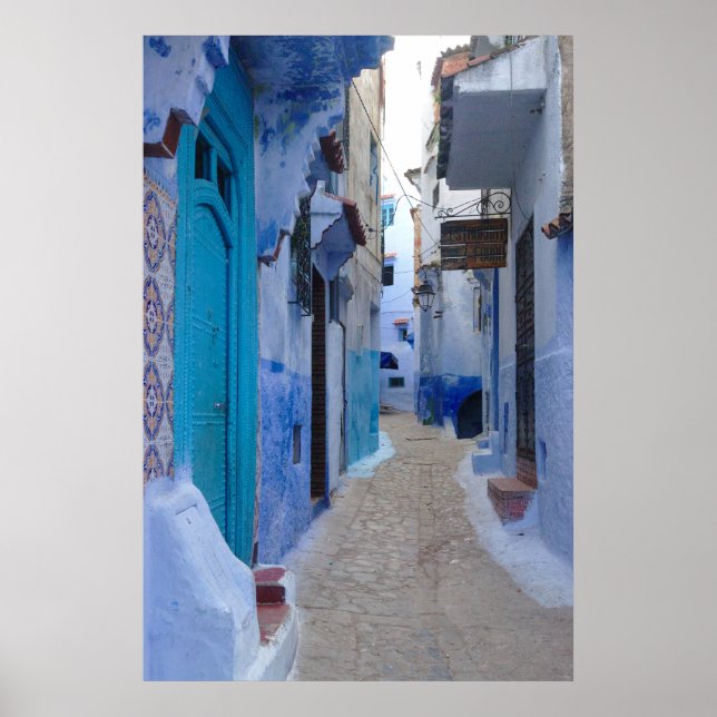 Blue Alley in Chefchaouen, Marokko Poster (Vorne)