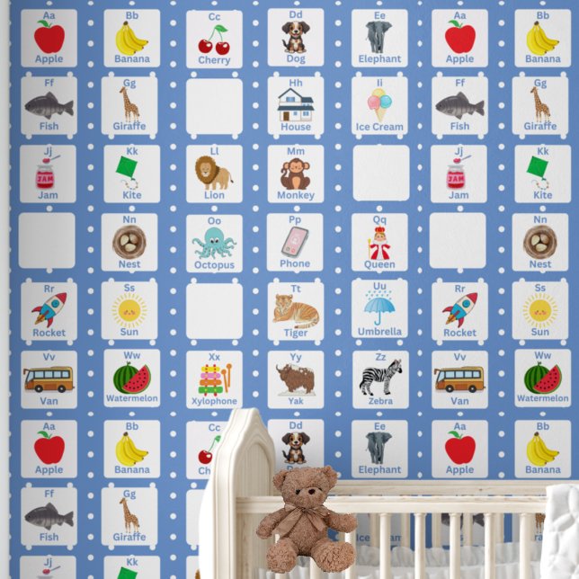 Blue Alphabet ABC Kids Pattern Tapete (Von Creator hochgeladen)