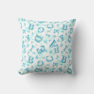 Blue Alphabet Kids Throw Kissen