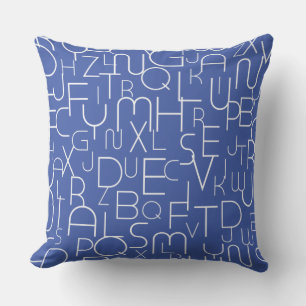 Blue Alphabet Letter Animal Throw Kissen