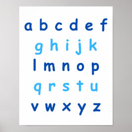 Blue Alphabet Lowercase Briefe Lehrerin Kinderzimm Poster