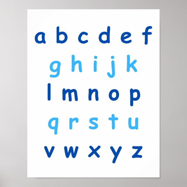 Blue Alphabet Lowercase Briefe Lehrerin Kinderzimm Poster (Vorne)