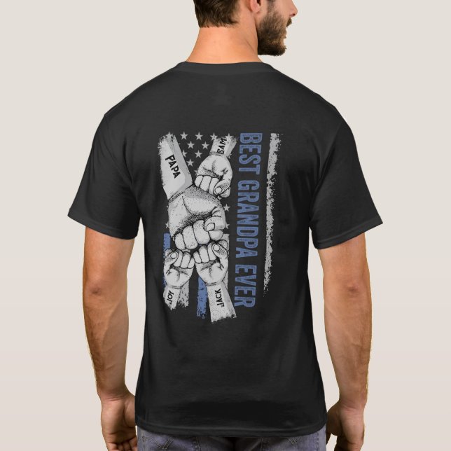 Blue American Flag Best Opa jemals T-Shirt (Rückseite)