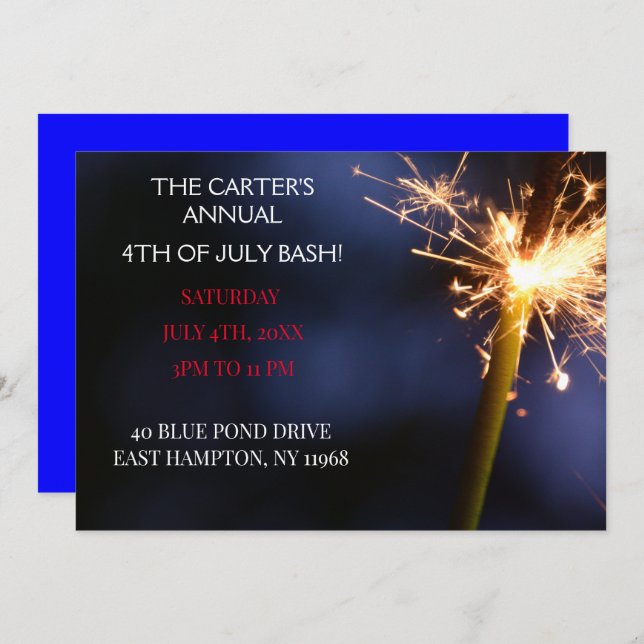 Blue Amerikanische Unabhängigkeitstag Independence Einladung (Vorne/Hinten)