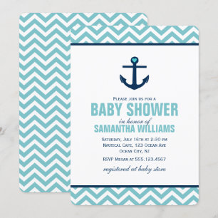 Blue Anchor Boy Baby Dusche Einladung