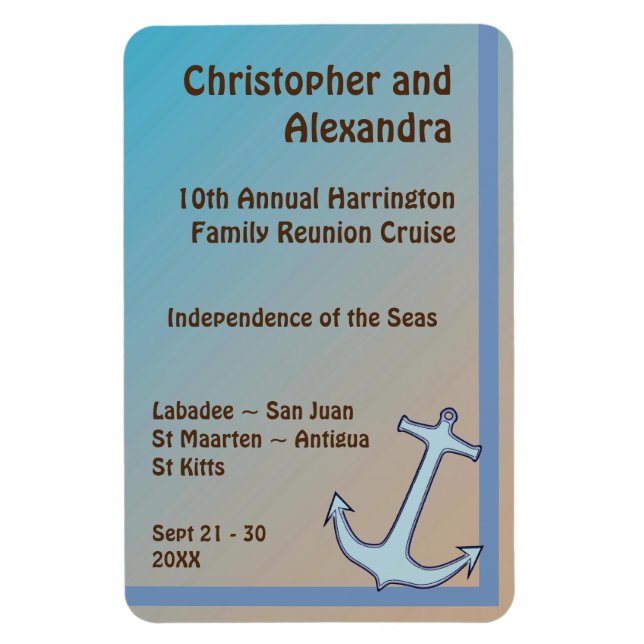 Blue Anchor Coastal Colors Stateroom Door Marker Magnet (Vertikal)