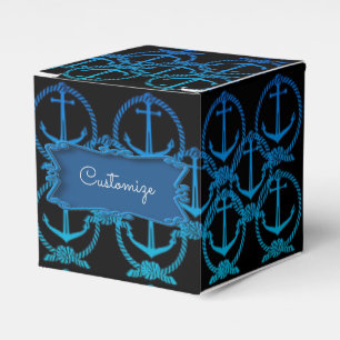 Blue Anchor Motif Cube Favor Box Geschenkschachtel
