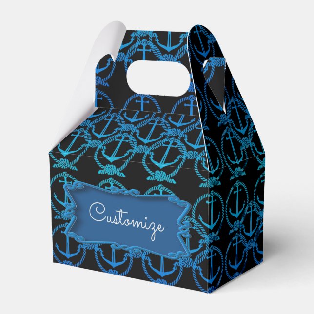 Blue Anchor Motif Gable Favor Box Geschenkschachtel (Vorderseite)