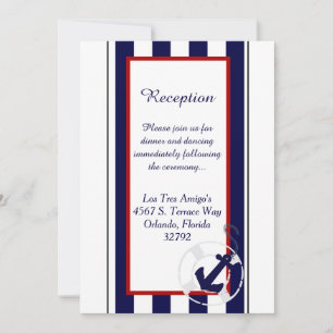 Blue Anchor Nautical 3.12x18 Wedding Reception Car Einladung