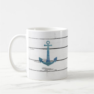 Blue Anchor Nautical Shiplap Rustic Kaffeetasse