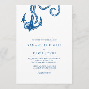Blue Anchor Nautical Wedding Einladung