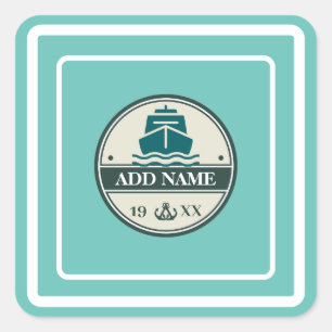 Blue Anchor Nautical Welcome Yacht Segelboot Quadratischer Aufkleber