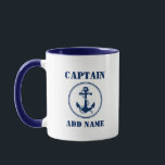 Blue Anchor & Rope Kapitän Name oder Schiffsname h Tasse<br><div class="desc">Blue Anchor & Rope Captain Name oder Bootname Coffee Tasse - Blau und Weiß</div>