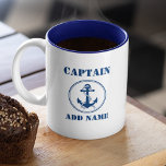 Blue Anchor & Rope Kapitän Name oder Schiffsname h Zweifarbige Tasse<br><div class="desc">Blue Anchor & Rope Kapitän Name oder Name des Bootes Coffee Tasse</div>