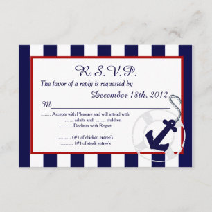Blue Anchor Wedding 3.5x5 R.S.V.P. RSVP Karte