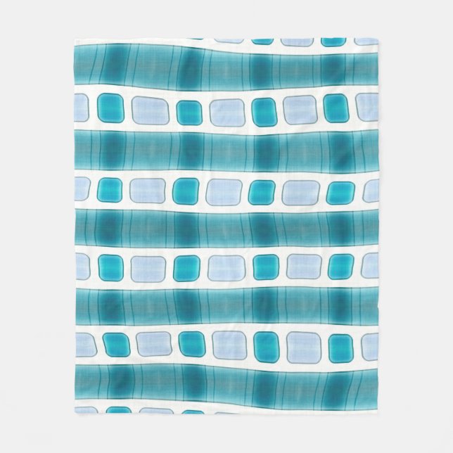 Blue and Aqua Modern Striped Pattern Blanket Fleecedecke (Vorderseite)
